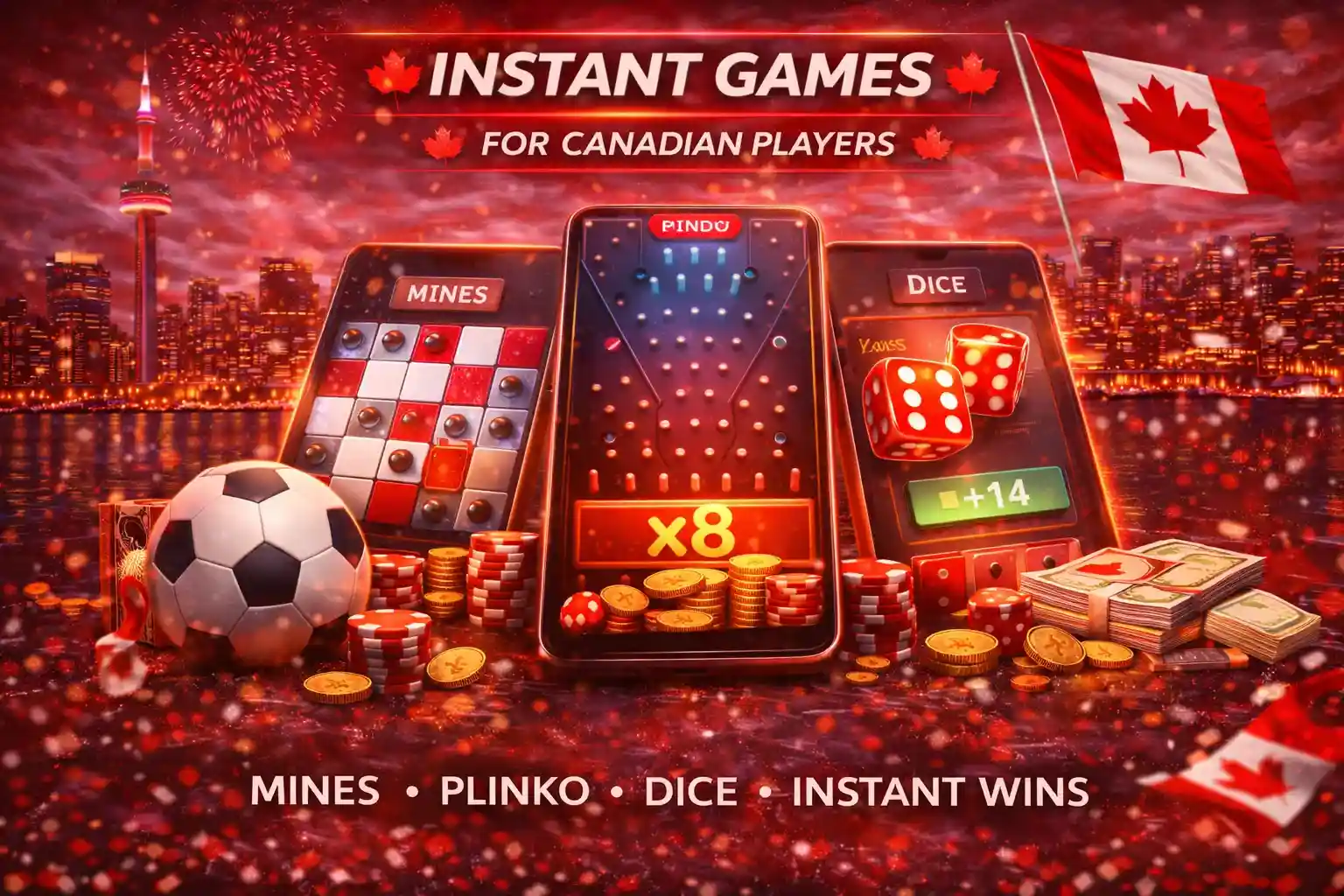 Mines plinko and dice instant games for Canadian players on mobile