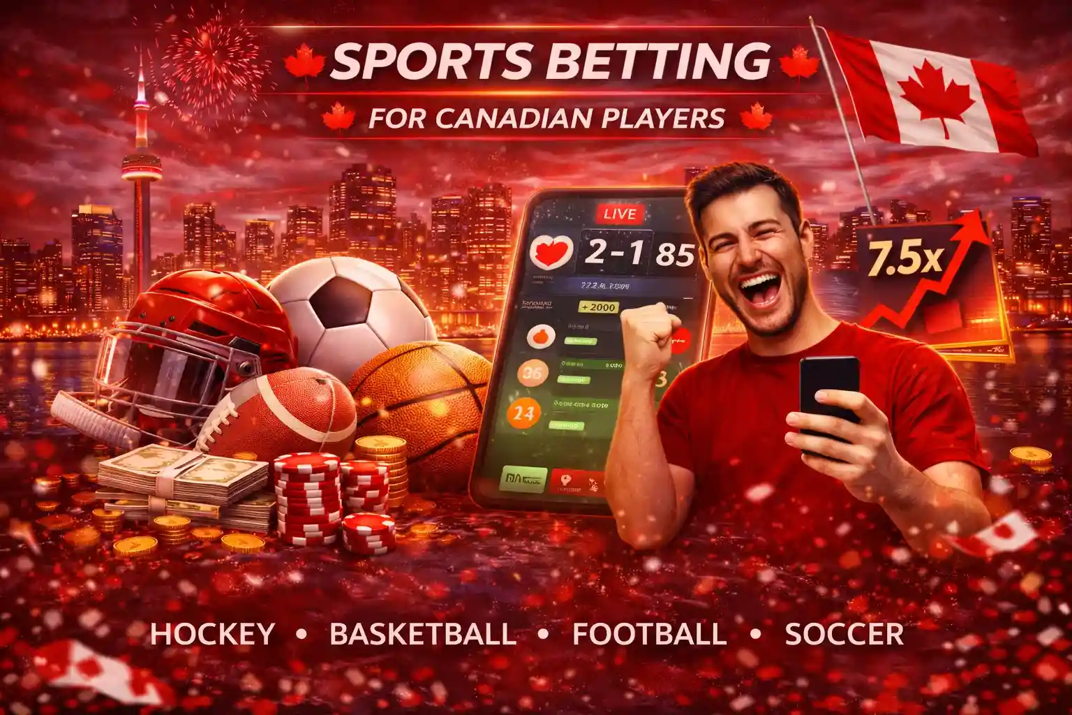 Canadian sports betting scene with mobile odds hockey basketball football and soccer